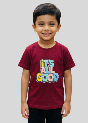 Kids Print T-Shirt - Burgundy Red, M