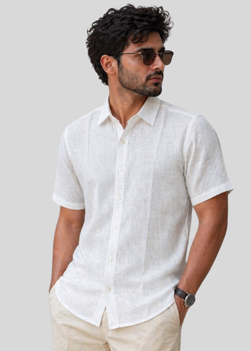 Mens Linen Collar Shirt S/S - Image 3