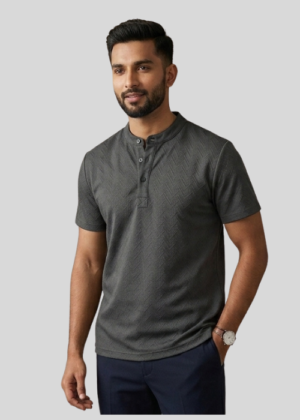Cooper Chinese Collar T-Shirt - Grey, L