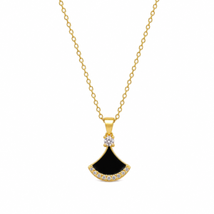 Gold-Tone Black & Crystal Pendant Chain
