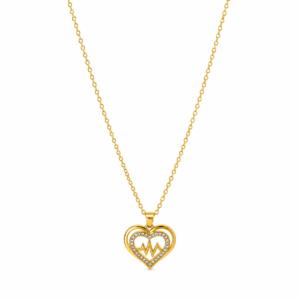 Gold-Tone Heartbeat Heart Pendant Chain