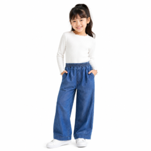 Girls Wide-Leg Denim Pants