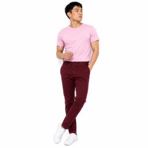 Men’s Slim-Fit Cotton Pants Maroon