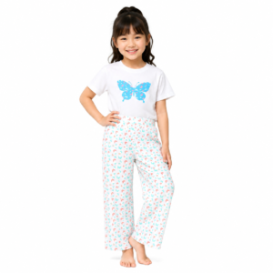 Girls’ Print T-Shirt & Wide-Leg Pants Set
