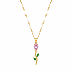 Gold-Tone Pink & Green Pendant Chain