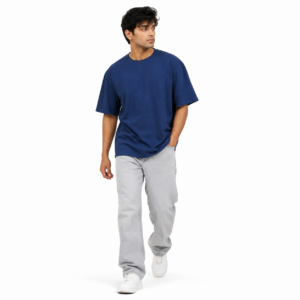 Men’s Oversized Crew Neck T-Shirt – Navy Blue
